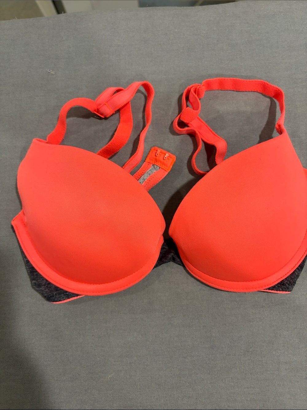 Victoria’s Secret Pink 34A Women’s Push-Up Bra - Coral orange and gray